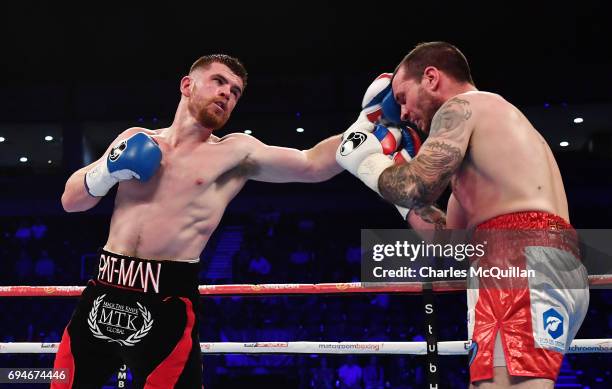 Paddy Gallagher and Craig Kelly during their Light-Heavyweight contest at the SSE Arena Belfast on June 10, 2017 in Belfast, Northern Ireland.