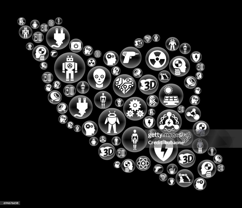 Iran Robots And Robotics Black Vector Button Pattern High-Res Vector ...