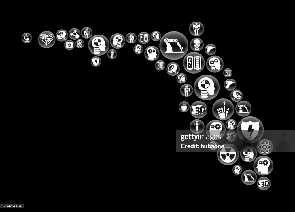 Vector Robots Button Florida Robots And Robotics Black Vector Button Pattern High-Res Vector ...