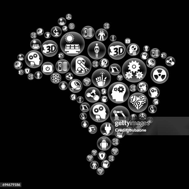 brazil robots and robotics black vector button pattern - robotic surgery stock illustrations