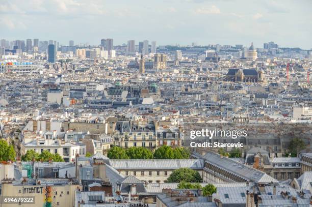 panoramic cityscape in paris, france - bairro de champs elysées imagens e fotografias de stock