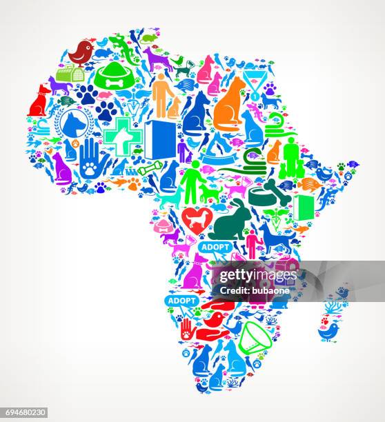 africa pets and domestic animals vector icons background - animal tracks stock illustrations