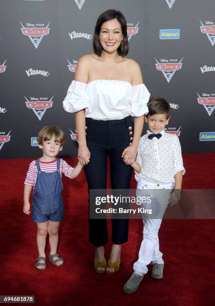 Actress Lindsay Price and family attend the World Premiere of Disney and Pixar's 'Cars 3' at Anaheim Convention Center on June 10, 2017 in Anaheim,...