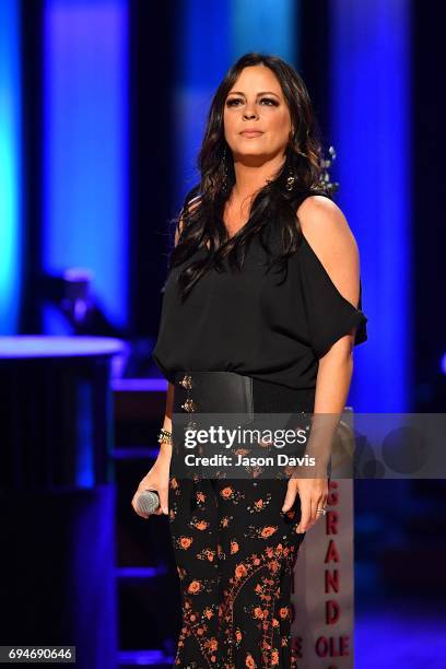 Recording Artist Sara Evans performs onstage at The Grand Ole Opry on June 10, 2017 in Nashville, Tennessee.