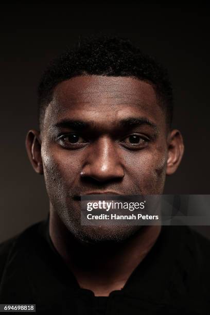 Waisake Naholo poses for a portrait during the New Zealand All Blacks Headshots Session on June 11, 2017 in Auckland, New Zealand.