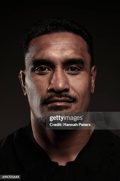 Jerome Kaino poses for a portrait during the New Zealand All Blacks Headshots Session on June 11, 2017 in Auckland, New Zealand.