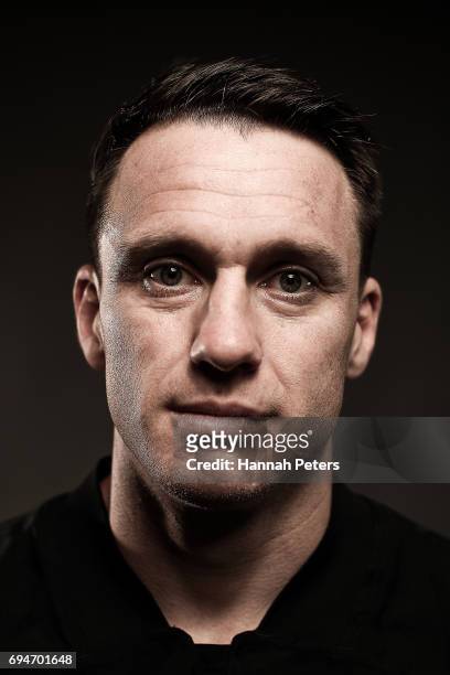 Ben Smith poses for a portrait during the New Zealand All Blacks Headshots Session on June 11, 2017 in Auckland, New Zealand.