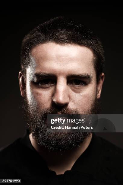 Dane Coles poses for a portrait during the New Zealand All Blacks Headshots Session on June 11, 2017 in Auckland, New Zealand.