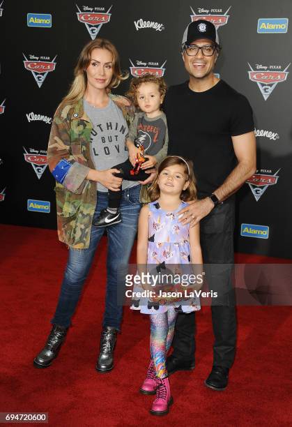 Actor Jaime Camil, wife Heidi Balvanera and children Jaime Camil and Elena Camil attend the premiere of "Cars 3" at Anaheim Convention Center on June...