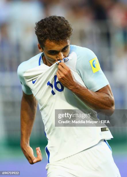 Dominic Calvert-Lewin of England celebrates as he scores their first goal during the FIFA U-20 World Cup Korea Republic 2017 Final between Venezuela...