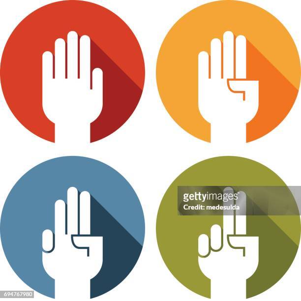 hand geste - 3 fingers stock-grafiken, -clipart, -cartoons und -symbole