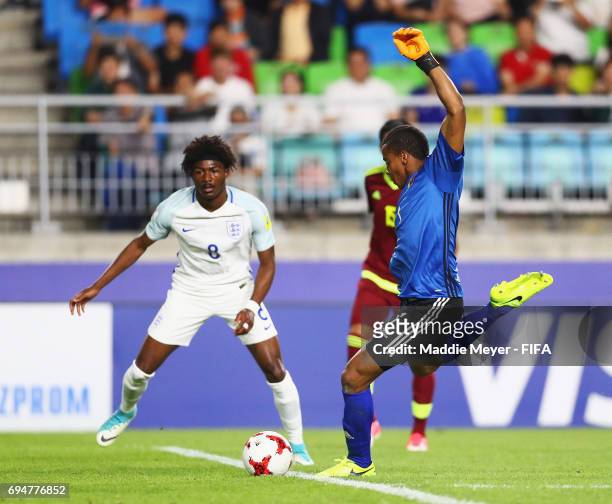Goalkeeper Wuilker Farinez of Venezuela shoots at goal during the FIFA U-20 World Cup Korea Republic 2017 Final between Venezuela and England at...