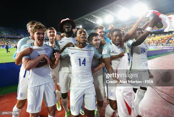England players celebrate victory after the FIFA U-20 World Cup Korea Republic 2017 Final between Venezuela and England at Suwon World Cup Stadium on...