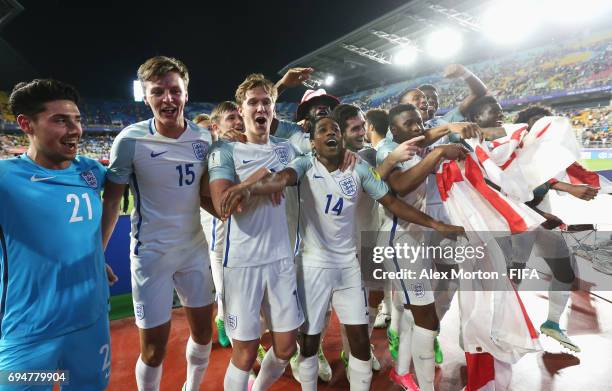England players celebrate victory after the FIFA U-20 World Cup Korea Republic 2017 Final between Venezuela and England at Suwon World Cup Stadium on...