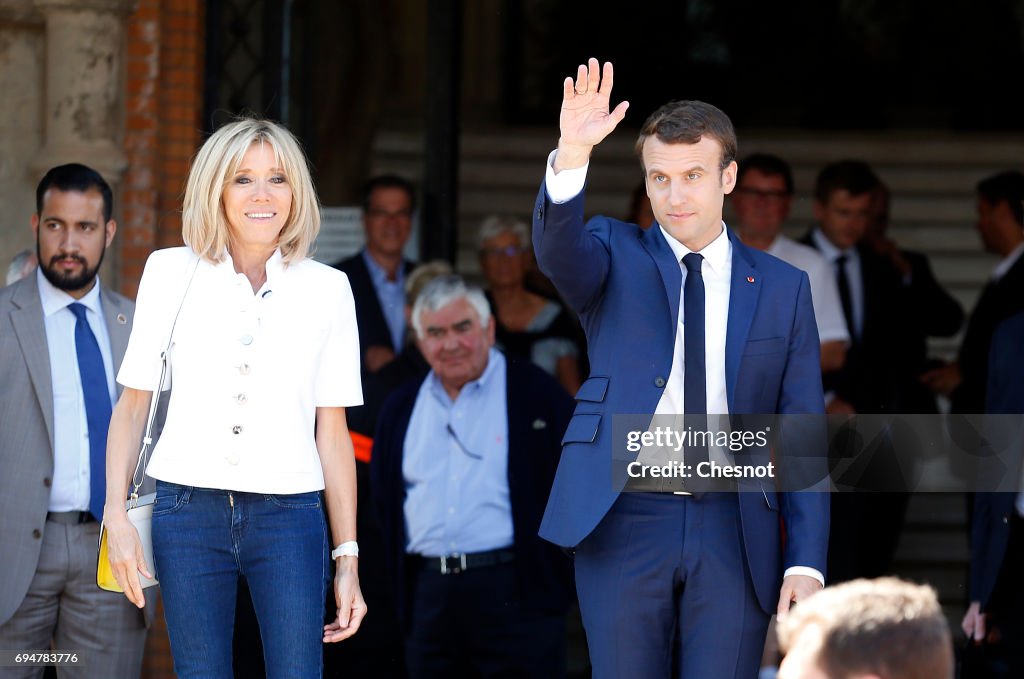 French President Emmanuel Macron Votes In Le Touquet