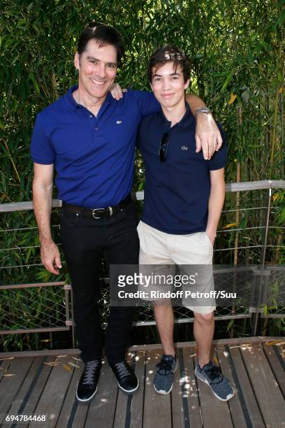Actor Thomas Gibson and his son Travis Carter Gibson attend the Men Final of the 2017 French Tennis Open - Day Fithteen at Roland Garros on June 11,...