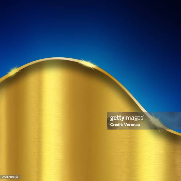 ilustraciones, imágenes clip art, dibujos animados e iconos de stock de fondo azul y verde brillante con curvas de oro - envoltorio de dulce