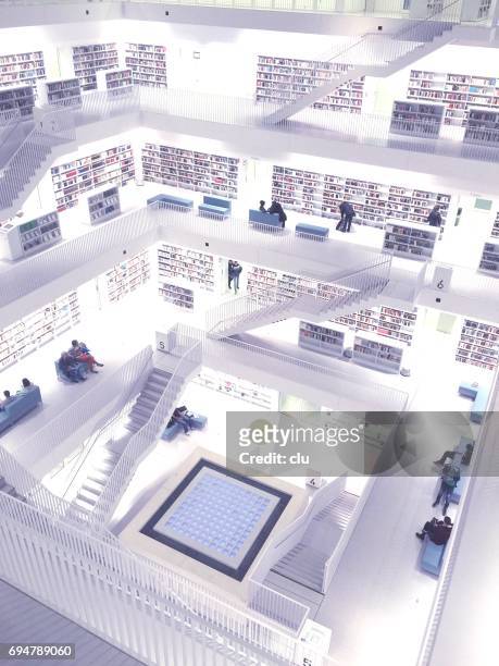 public library of stuttgart, germany - stadtbibliothek - kreativität stock pictures, royalty-free photos & images
