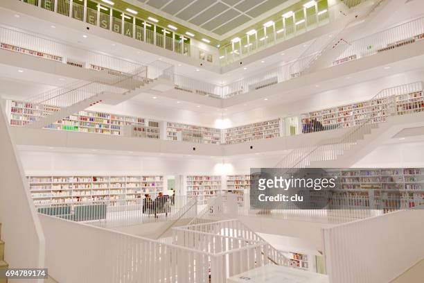 public library of stuttgart, germany - stadtbibliothek - konzepte und themen stock pictures, royalty-free photos & images
