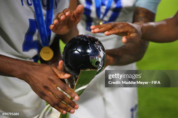 England players celebrate victory with the trophy after the FIFA U-20 World Cup Korea Republic 2017 Final between Venezuela and England at Suwon...