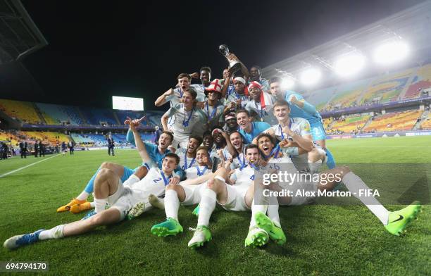 England players celebrate victory after the FIFA U-20 World Cup Korea Republic 2017 Final between Venezuela and England at Suwon World Cup Stadium on...