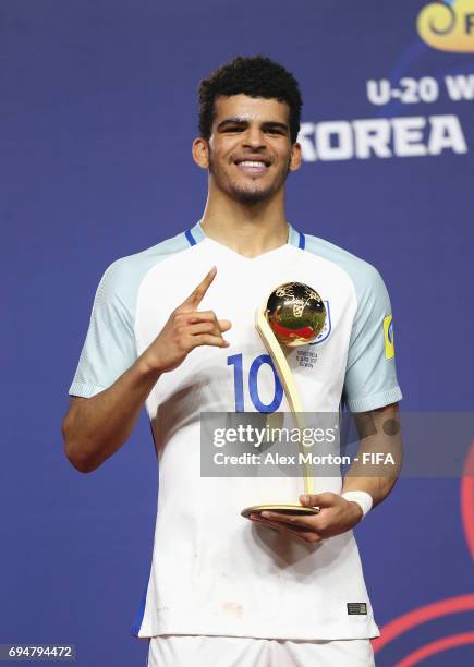 Dominic Solanke of England poses with the Golden Ball Award after the FIFA U-20 World Cup Korea Republic 2017 Final between Venezuela and England at...