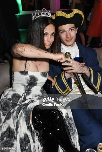 Adeline Blondieau and artist urban calligrapher Aitor Postit attend 'Bal des Princesses 2017' at Chalet du Lac on June 10, 2017 in Paris, France.