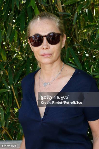 Actress Emmanuelle Beart attends the Men Final of the 2017 French Tennis Open - Day Fithteen at Roland Garros on June 11, 2017 in Paris, France.
