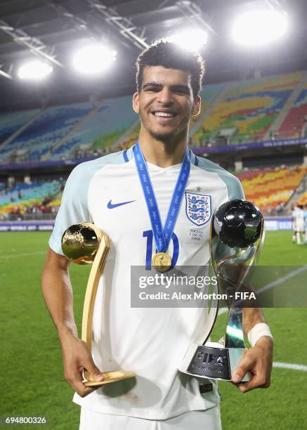 Dominic Solanke of England celebrates victory with the Golden Ball Award and World Cup tropy after the FIFA U-20 World Cup Korea Republic 2017 Final...