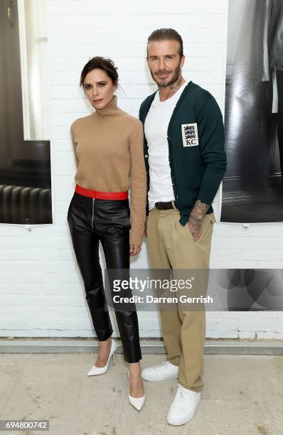 Victoria and David Beckham attend the Kent & Curwen SS18 LFWM Presentation on June 11, 2017 in London, England.