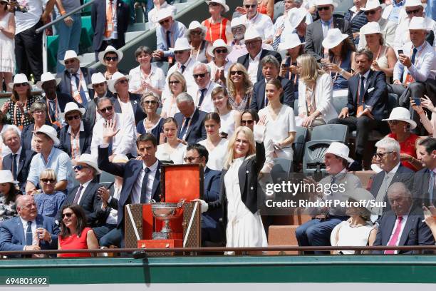 President of French Tennis Federation Bernard Giudicelli, Mayor of Paris Anne Hidalgo, Tony Estanguet, Nicole Kidman, former King of Spain Juan...