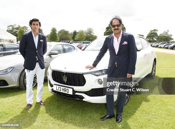 Maharaja Padmanabh Singh of Jaipur and Narendra Singh attend the Maserati Polo Tour 2017 at Beaufort Polo Club on June 11, 2017 in Tetbury, England.