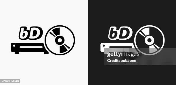 ilustrações de stock, clip art, desenhos animados e ícones de blue ray and dvd player icon on black and white vector backgrounds - disco blu ray