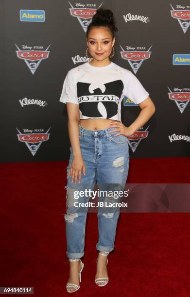 Kayla Maisonet attends the premiere of Disney and Pixar's 'Cars 3' on June 10, 2017 in Anaheim, California.