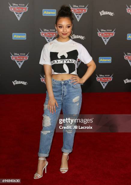 Kayla Maisonet attends the premiere of Disney and Pixar's 'Cars 3' on June 10, 2017 in Anaheim, California.