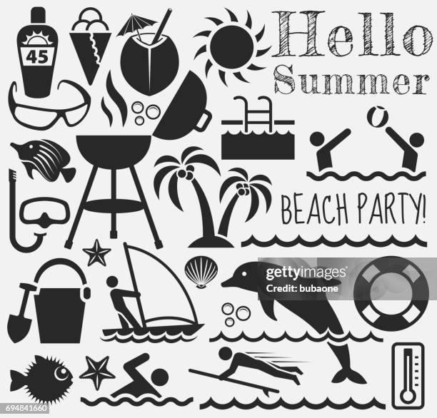 summer beach day vector pattern on black chalkboard - coconuts texture stock illustrations