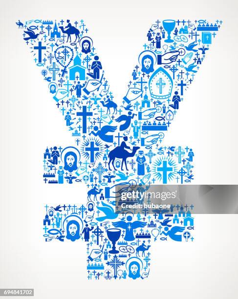 yen christianity and religion vector icons background - pope stock illustrations