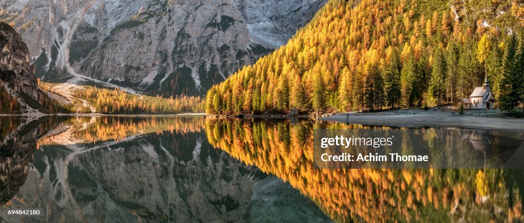 Dolomite Alps, Pragser Wildsee, South Tyrol, Italy, Europe