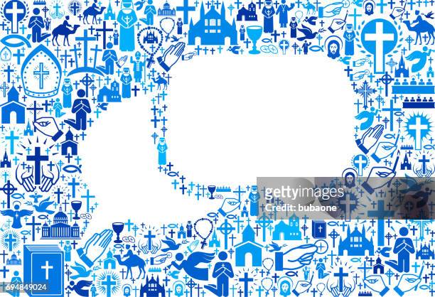 chat christianity and religion vector icons background - priests talking stock illustrations