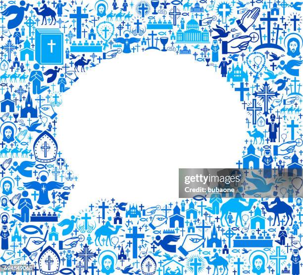 chat christianity and religion vector icons background - holidays different languages stock illustrations