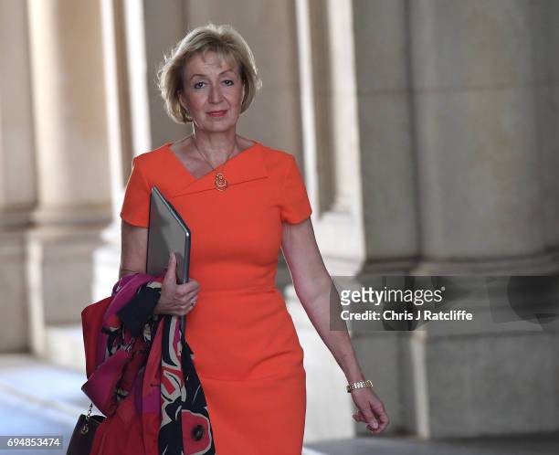 Andrea Leadsom arrives at 10 Downing Street on June 11, 2017 in London, England. Prime Minister Theresa May Re-shuffles her cabinet after the snap...