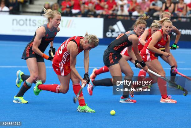 Alex Danson of England score her 1000th goal during the Investec International match between England Women and Netherlands Women at The Lee Valley...