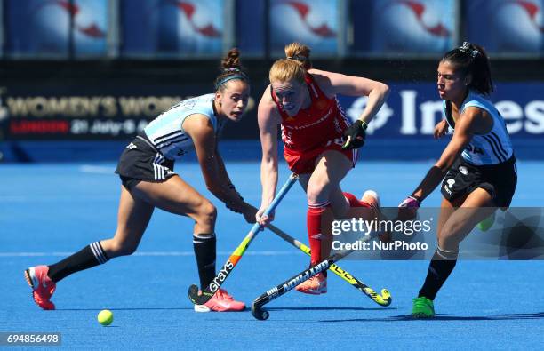 Nicola White of England during the Investec International match between England Women and Argentina Women at The Lee Valley Hockey and Tennis Centre...