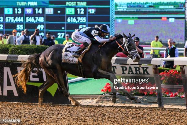 Tapwrit ridden by Jose Ortiz wins the 149th Belmont Stakes on June 10, 2017 at Belmont Park in Hempstead, NY.