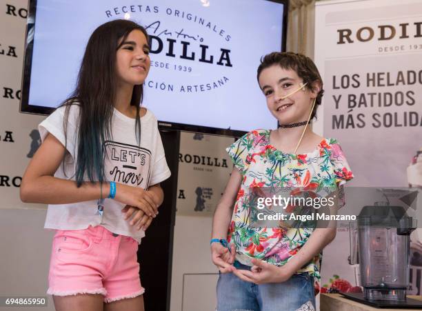Paula Alos attends the presentation of the charity project Batido Arcoiris organized by the Juegaterapia Foundation and Rodilla restaurant to fight...