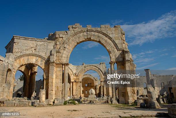 General view of the exterior of the Church Of Saint Simeon Stylites, which is around 30 kilometers northwest of Aleppo, Syria and was one of the...