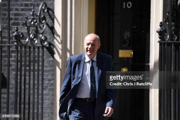 Damien Green who has been made First Secretary of State leaves 10 Downing Street as Prime Minister Theresa May Re-shuffles her cabinet on June 11,...