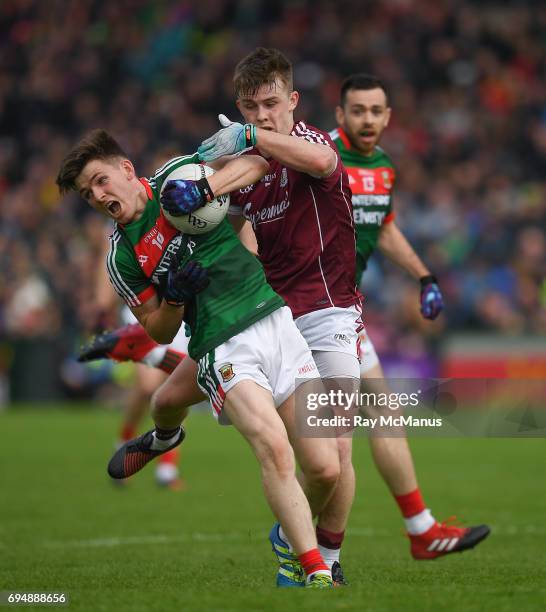 Galway , Ireland - 11 June 2017; Fergal Boland of Mayo in action against David Wynne of Galway during the Connacht GAA Football Senior Championship...