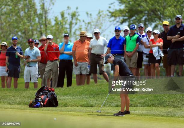 Lindy Duncan of the USA putts on the 2nd green during the final round of the Manulife LPGA Classic at Whistle Bear Golf Club on June 11, 2017 in...