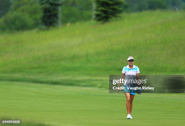 Lexi Thompson of the USA walks up the 1st fairway during the final round of the Manulife LPGA Classic at Whistle Bear Golf Club on June 11, 2017 in...